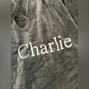 Restoration Hardware Santa Sack embroidered “Charlie”